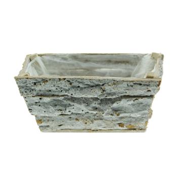 Truhlík hranatý z kůry s igelitem šedý 20cm