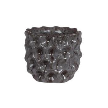 Obal kulatý DENTED keramika glazovaný šedá 8cm