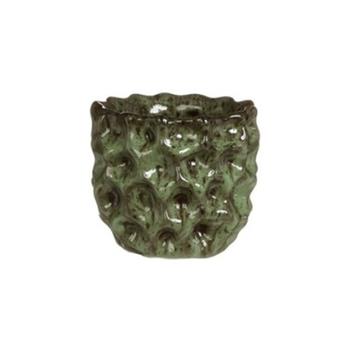 Obal kulatý DENTED keramika glazovaný zelená 8cm