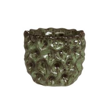 Obal kulatý DENTED keramika glazovaný zelená 11cm