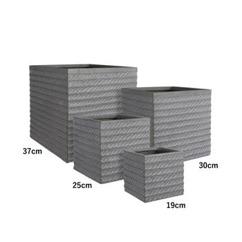 Květináč hranatý z magnesia CORDA šedý 37cm