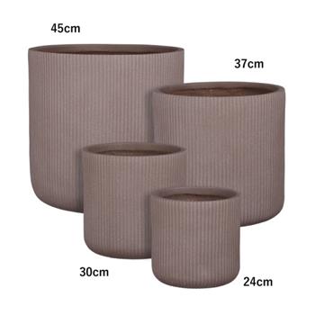 Květináč kulatý NUOVO žebrovaný keramika mat taupe 45cm