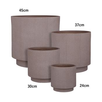 Květináč kulatý QUITO žebrovaný keramika taupe 24cm