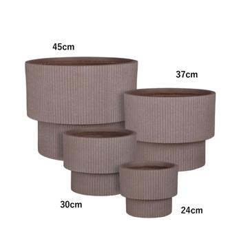 Květináč kulatý odskočený QUITO žebrovaný keramika taupe 37cm