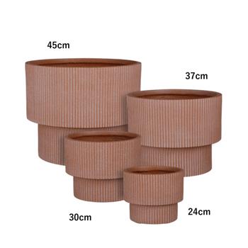 Květináč kulatý odskočený QUITO žebrovaný keramika terakota 24cm