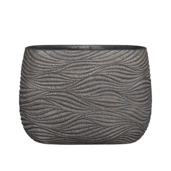 Obal oválný cementový HENDRICK s vlnkami hnědý 42cm