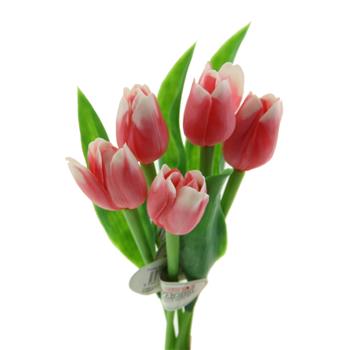 Tulipán řezaný umělý bílo-růžový 40cm
