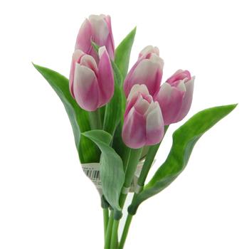 Tulipán řezaný umělý bílo-růžový 40cm