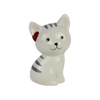 Kasička kočka sedící porcelán bílá 17cm