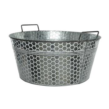 Obal kulatý dekor plástev 2 ucha plech bílo-stříbrná 47cm