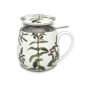 Hrnek buclák porcelánový se sítkem a víčkem PEPPERMINT 420ml