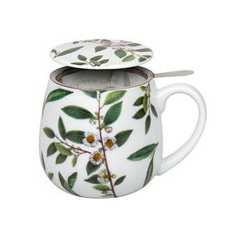 Hrnek buclák porcelánový se sítkem a víčkem GREEN TEA 420ml