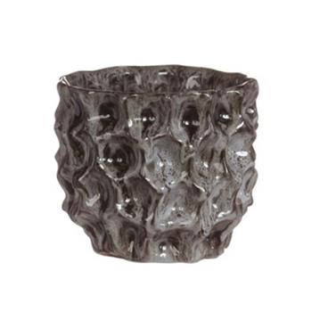 Obal kulatý DENTED keramika glazovaný šedá 11cm