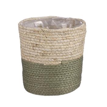 Obal kulatý RACHEL s igelitem vodní hyacint zeleno-přírodní 18cm