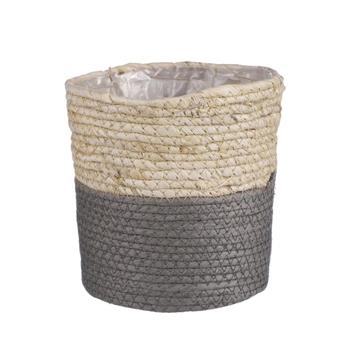 Obal kulatý RACHEL s igelitem vodní hyacint šedo-přírodní 18cm