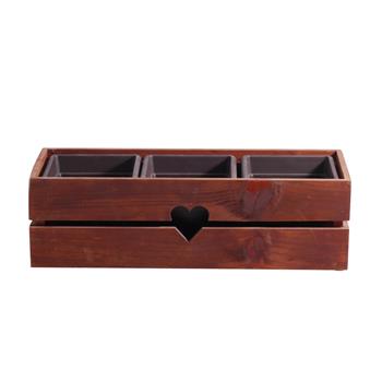 Truhlík hranatý dřevěný BYLINKÁČ 3 s plastovou vložkou teak 50cm