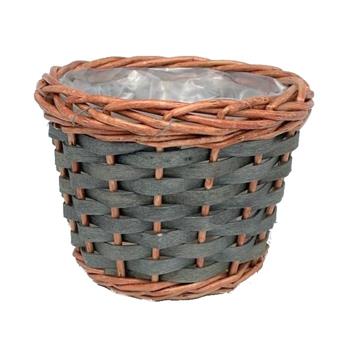 Obal kulatý proutěný s igelitem zeleno-hnědý 12,5cm