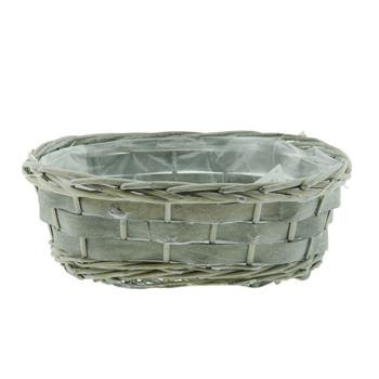 Truhlík proutěný oválný s igelitem šedý 29cm