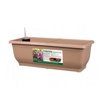 Truhlík samozavlažovací plastový TORENIE matný sv.hnědý 50cm