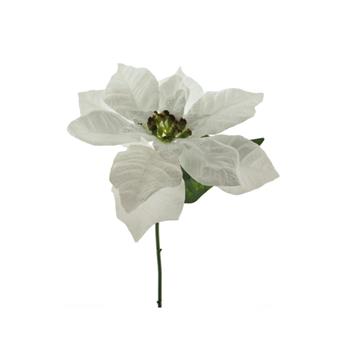 Poinsettia řezaná umělá samet krémová 30cm
