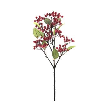 Větev bobule a listy umělá červená 72cm