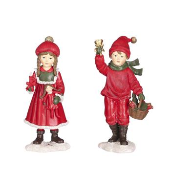 Figurka chlapce/dívky s dárky polyresin mix 19cm