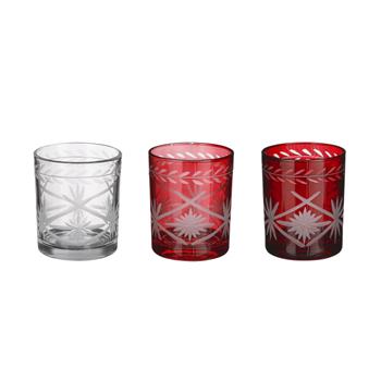 Svícen na čajovku válec z broušeného skla mix 8cm