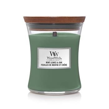 Vonná svíčka WoodWick Mint Leaves & Oak 275g