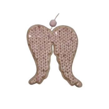Ozdoba dřevěná andělská křídla růžová 10cm