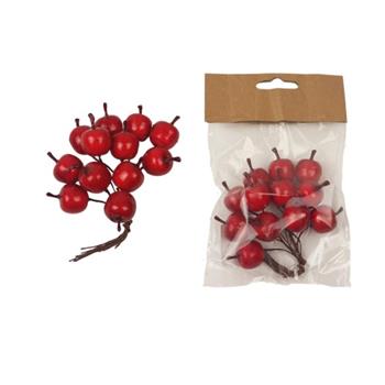 Přízdoba jablko umělé na drátku červené 12ks