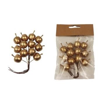 Jablko umělé na drátku zlaté 12ks