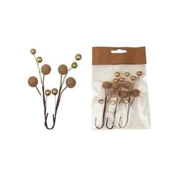 Přízdoba bobule umělé zlaté 3ks