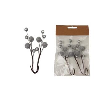 Přízdoba bobule umělé stříbrné 3ks