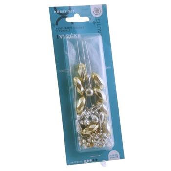 Vločka perličky hobby set stříbrno-zlatá 12cm