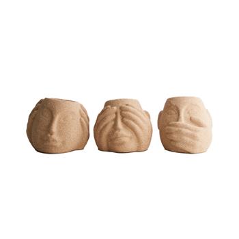 Obal keramický s dekorem nevidí/neslyší/nemluví pískový 11cm