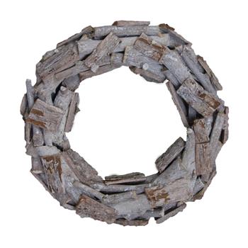 Věnec z větví a kůry bílý 28cm
