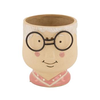 Obal kulatý keramický babička s brýlemi 11,5cm