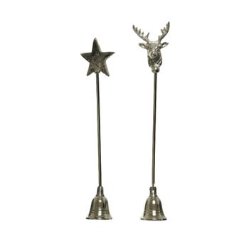 Zhášedlo hliníkové s hvězdou/sobem stříbrná 26cm