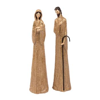 Svatá rodina 2 figurky polyresinové hnědé 35cm