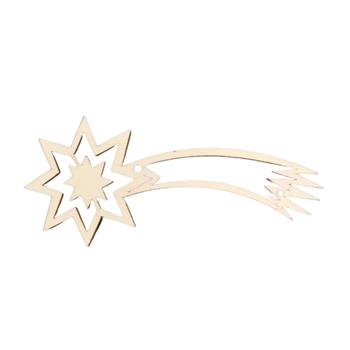 Ozdoba kometa dřevěná přírodní 12cm