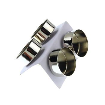 Svícen/Držák na čajovku kovový stříbrný 4ks