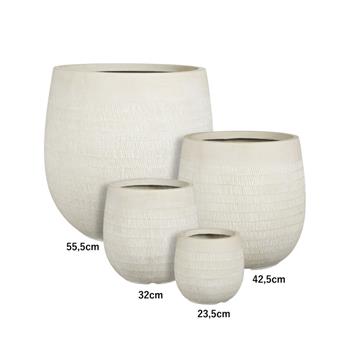 Květináč kulatý ZEMBLA škrábaný s hladkým lemem magnesium béžový 23,5cm