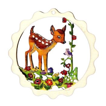 Ozdoba dřevěný kolouch v kruhu hnědý 6cm