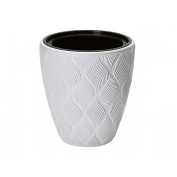 Obal kulatý plastový FLOW s vložkou lesklý bílý 32cm