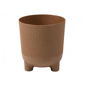 Obal kulatý plastový ARIA JUMPER ECO WOOD na 3 nohách hnědý 15cm