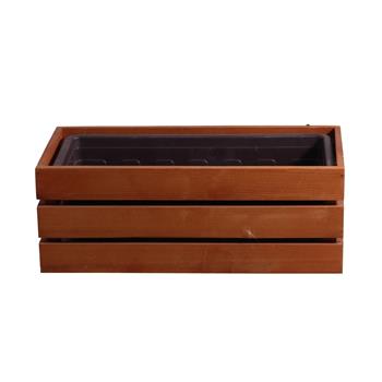 Truhlík hranatý dřevěný BEDÝNKA s plastovou vložkou kaštanový 42cm