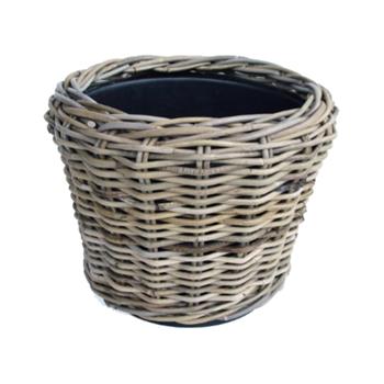 Obal kulatý DRYPOT ratanový s plastovou vložkou šedý 36cm