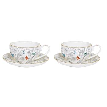Šálek a podšálek porcelánový FLEURS ET PAPILLONS 100ml 2ks