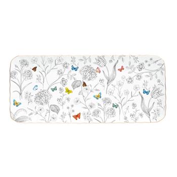 Tác hranatý porcelánový FLEURS ET PAPILLONS 36x16cm