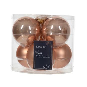 Sada skleněných ozdob sv.růžová 8cm/6ks